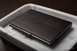 Personalized Printed Ebony Wooden Business Card Holder