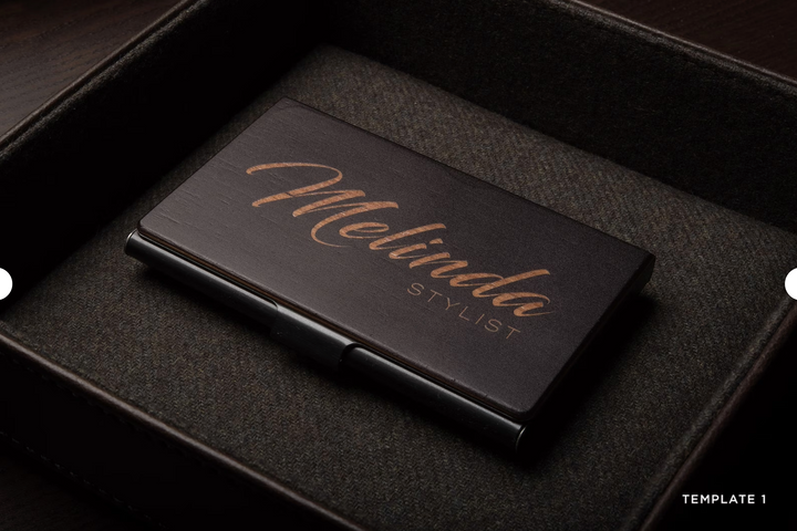 Personalized Printed Cherry Wooden Business Card Holder